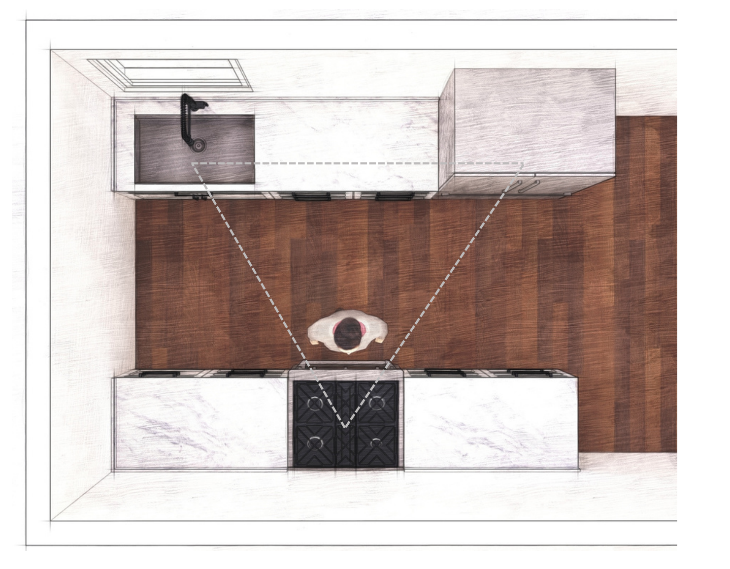 aerial blueprint of kitchen remodel for Honeycomb Design and Build in San Diego aerial blueprint of kitchen remodel for Honeycomb Design and Build in San Diego