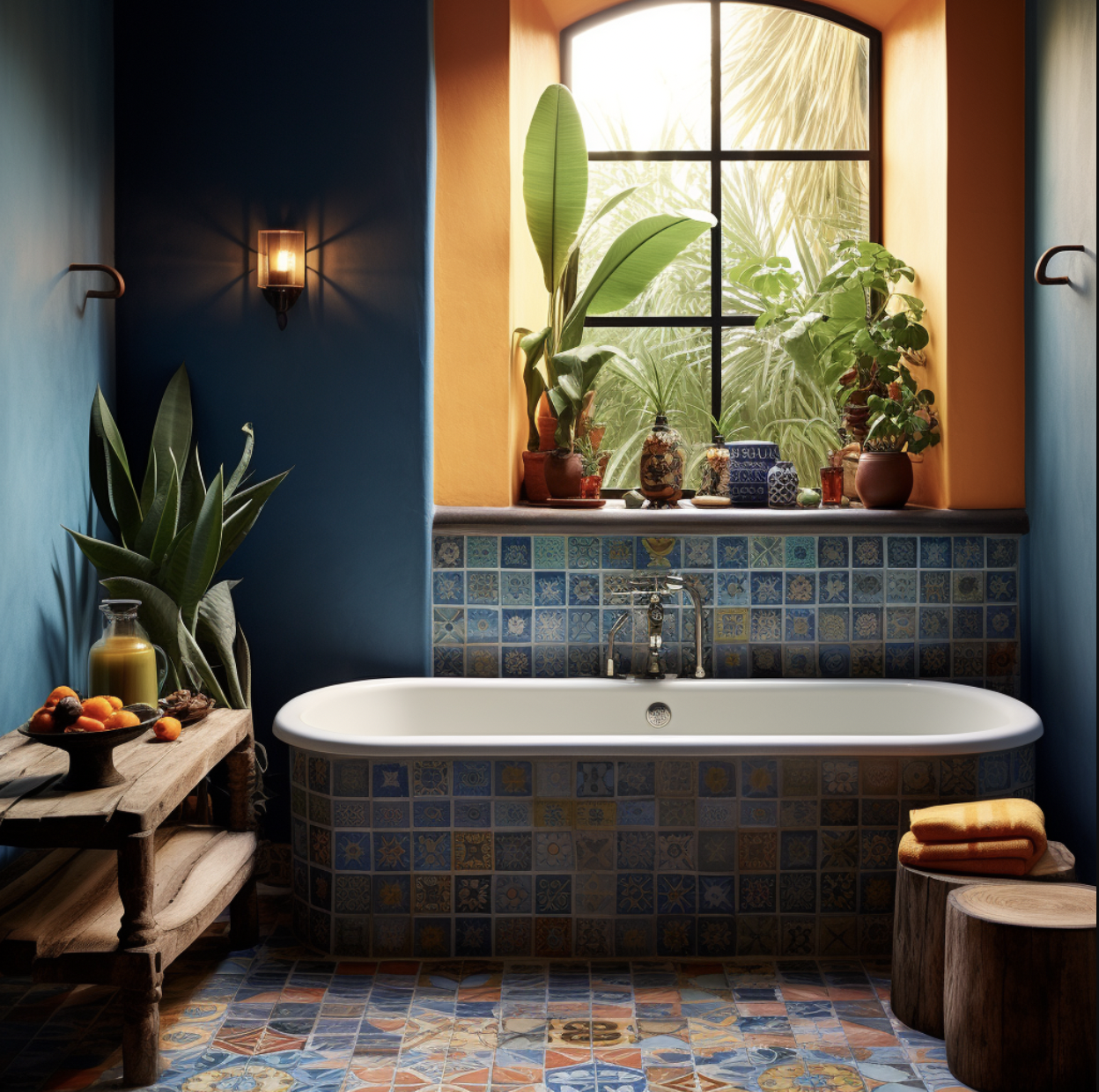 Mediterranean inspired bathroom remodel by Honeycomb Design and Build in San Diego